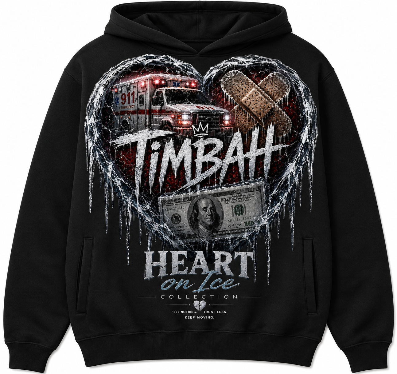 TIMBAH Heart On Ice Heavyweight Hoodie – Black