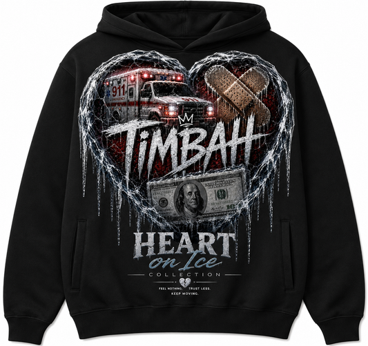 TIMBAH Heart On Ice Heavyweight Hoodie – Black